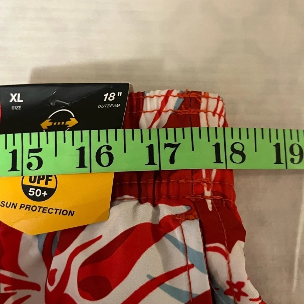 Speedo 7” SPF Inseam Red Hawaiian Swim Suit